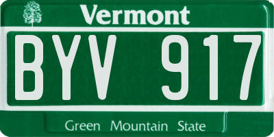 VT license plate BYV917