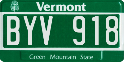 VT license plate BYV918