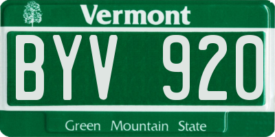 VT license plate BYV920