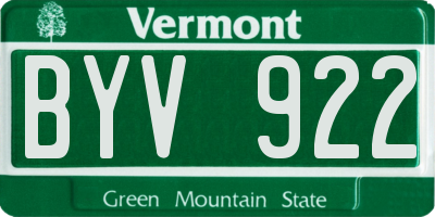 VT license plate BYV922