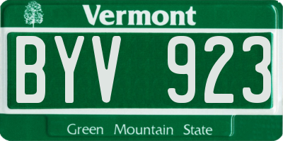 VT license plate BYV923