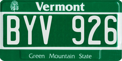 VT license plate BYV926