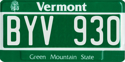 VT license plate BYV930