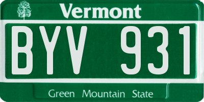 VT license plate BYV931