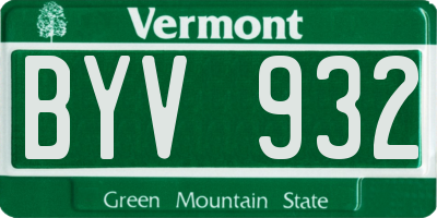 VT license plate BYV932