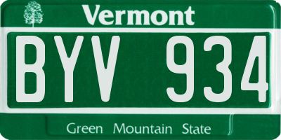 VT license plate BYV934
