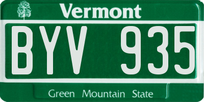 VT license plate BYV935