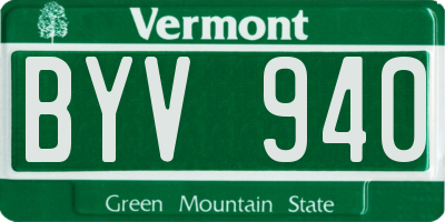 VT license plate BYV940