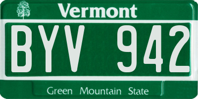VT license plate BYV942
