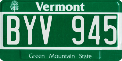 VT license plate BYV945