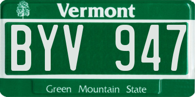 VT license plate BYV947