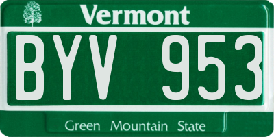 VT license plate BYV953