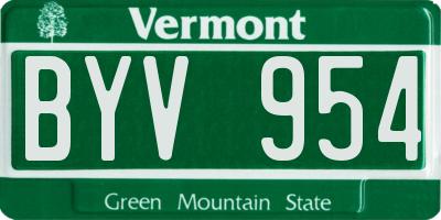 VT license plate BYV954