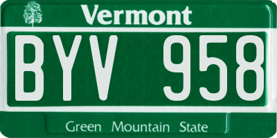 VT license plate BYV958