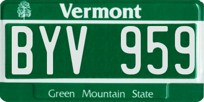 VT license plate BYV959
