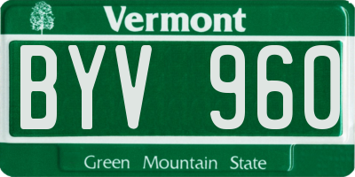 VT license plate BYV960