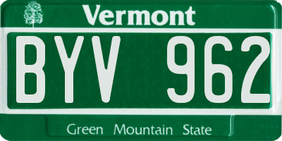VT license plate BYV962