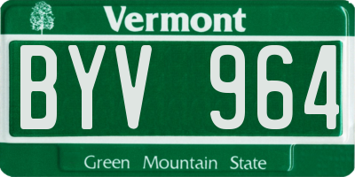 VT license plate BYV964