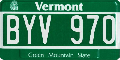 VT license plate BYV970