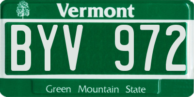VT license plate BYV972