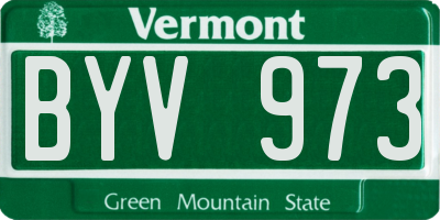 VT license plate BYV973