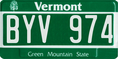 VT license plate BYV974
