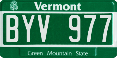 VT license plate BYV977