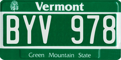 VT license plate BYV978