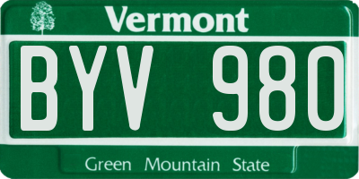 VT license plate BYV980