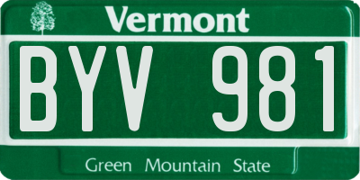 VT license plate BYV981
