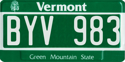 VT license plate BYV983