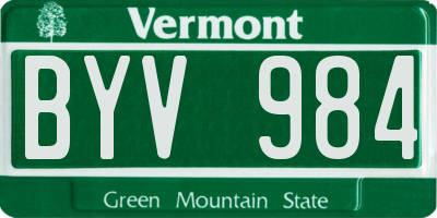 VT license plate BYV984