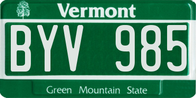 VT license plate BYV985