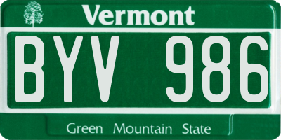 VT license plate BYV986