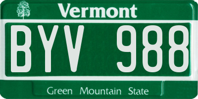 VT license plate BYV988