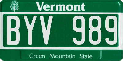 VT license plate BYV989