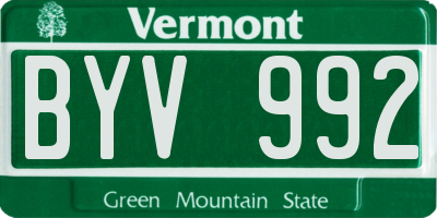 VT license plate BYV992