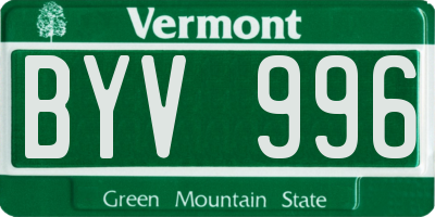VT license plate BYV996