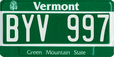 VT license plate BYV997