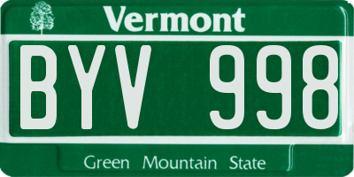 VT license plate BYV998