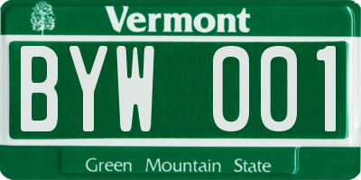 VT license plate BYW001