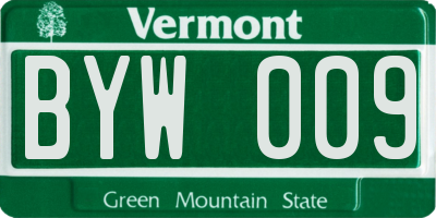 VT license plate BYW009