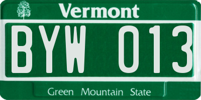 VT license plate BYW013