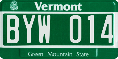 VT license plate BYW014