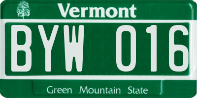 VT license plate BYW016