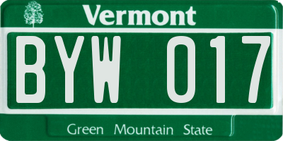 VT license plate BYW017