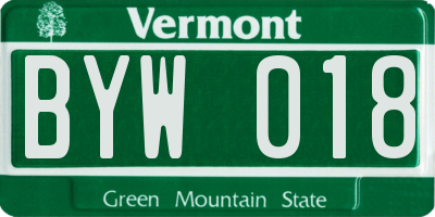 VT license plate BYW018