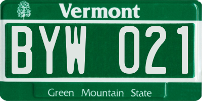 VT license plate BYW021