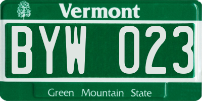 VT license plate BYW023