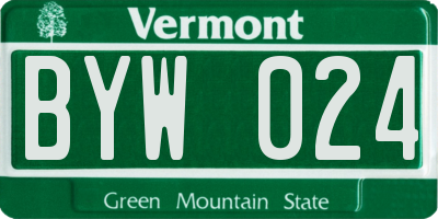 VT license plate BYW024